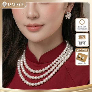 N630 dây chuyền áo dài , dây chuyền áo tấc, dây chuyền váy cưới ngọc trai nhân tạo 3 sợi 8mm ngắn sang trọng