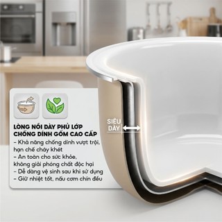 Nồi Cơm Điện Goldsun GRC5007 Dung Tích 1.8L Công Nghệ 3D Nấu Cơm Thơm Ngon Lòng Nồi Phủ Chống Dính