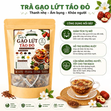 Trà Gạo Lứt Táo Đỏ, Set Trà Gạo Lứt Thảo Mộc Hỗ Trợ Thanh Nhiệt, Mát Gan Giải Độc Cơ Thể