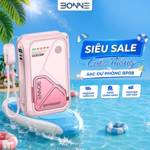 Sạc Dự Phòng BP08, Củ Sạc Nhanh BONNE BP08 10.000 mAh 20.000 mAh Hỗ Trợ Sạc Không Dây
