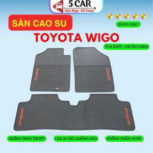 Thảm Lót Sàn Cao Su Xe TOYOTA WIGO 2023-NAY chữ đỏ - Cao su đúc Không Mùi , Vừa Khít Form Xe- Chống Nước, Dễ Lắp Đặt