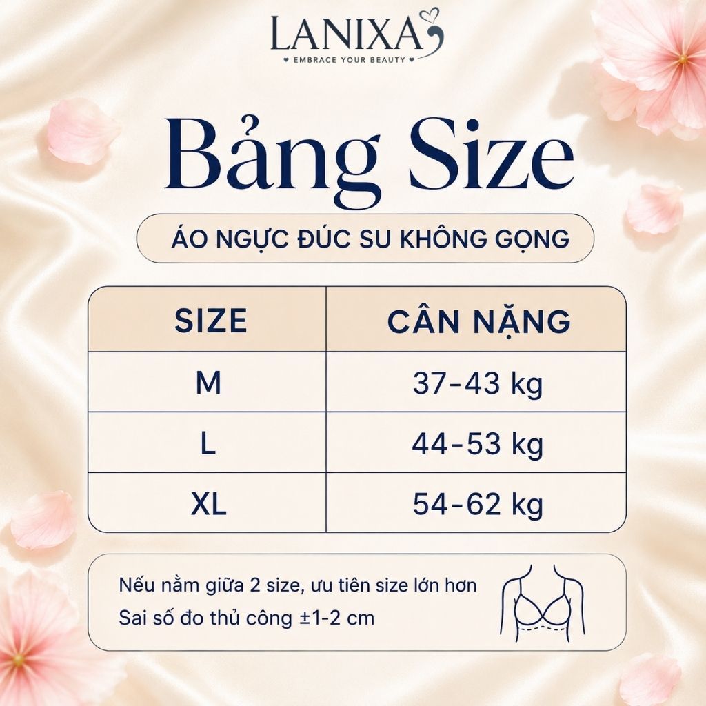 Áo ngực nữ cao cấp su thạch tàng hình mềm mịn đệm mút vừa ôm quả tạo khe lỗ thoáng khí LANIXA A606
