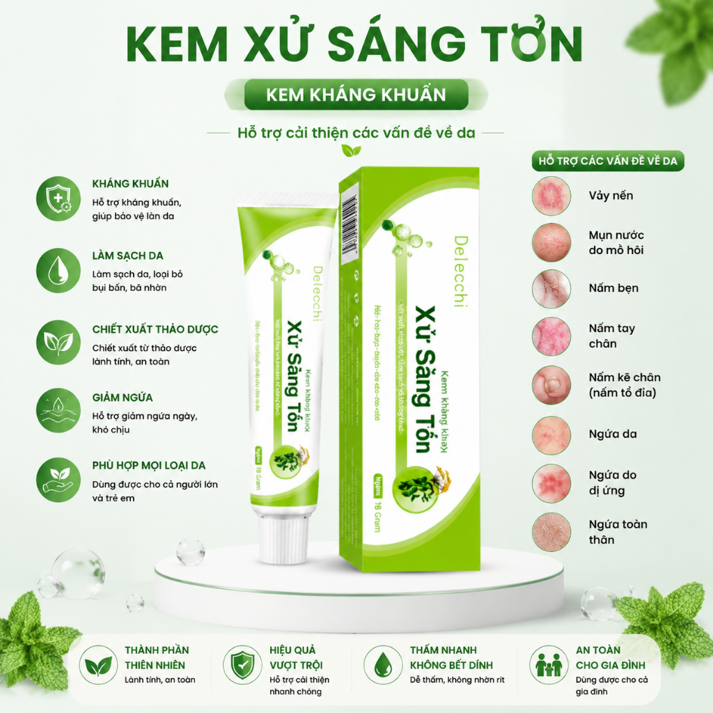 🌿 An Toàn, Dịu Nhẹ, Hiệu Quả Nhanh-Xà Sàng Tửu Kem Bôi Da18g – Thảo Dược Lành Tính, Giảm Ngứa, Dưỡng Ẩm Da