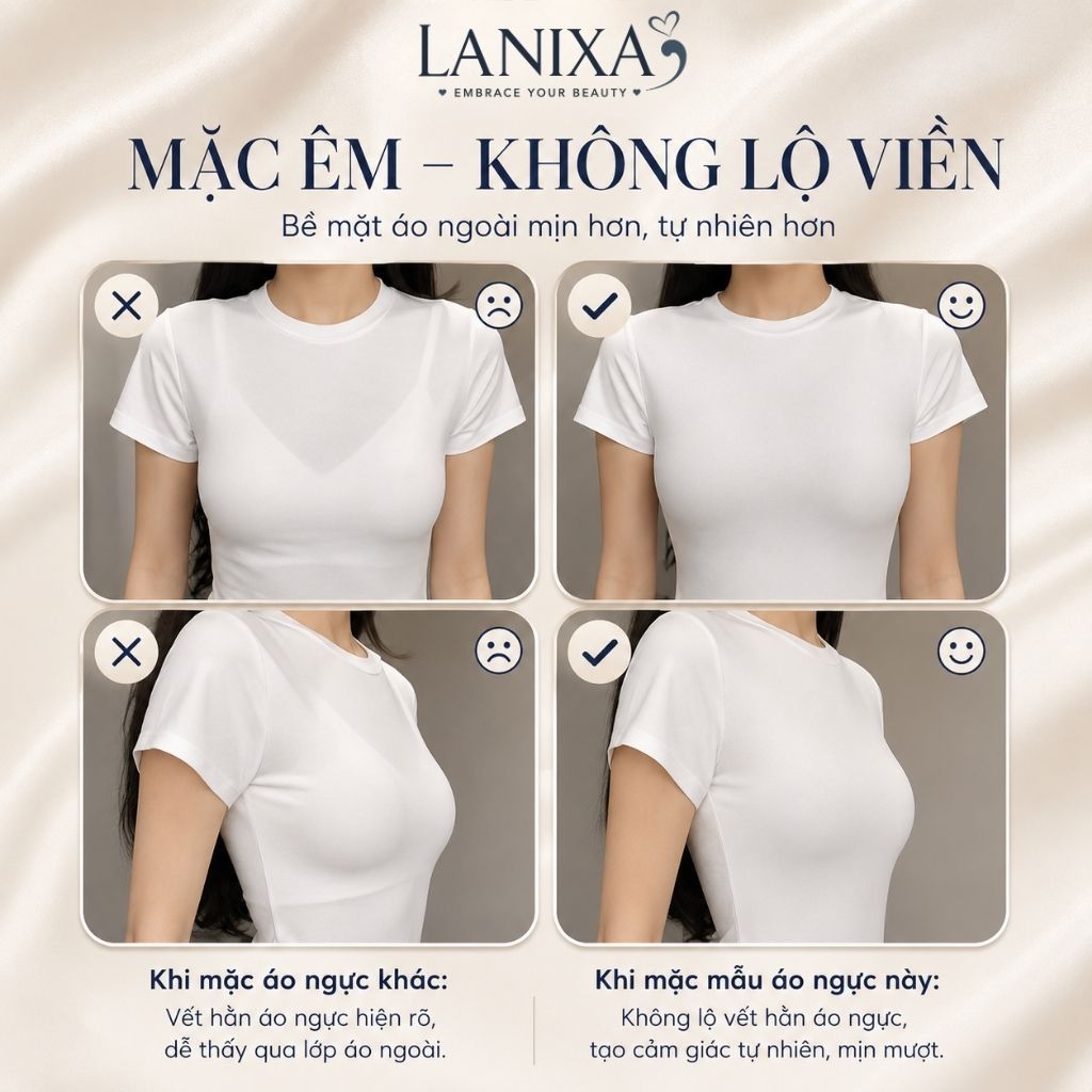 Áo ngực nữ su đúc không gọng đệm mút mỏng mềm mại ôm ngực chống chảy xệ không lộ viền LANIXA A141