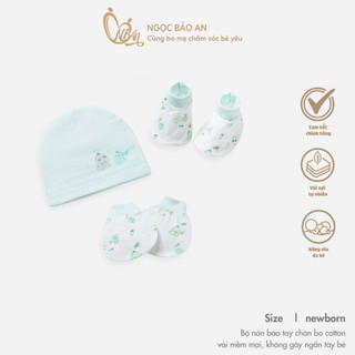 Honey (0-3M) Set nón bao tay chân bo sơ sinh chất cotton mềm mại, thoáng mát, co giãn tốt.