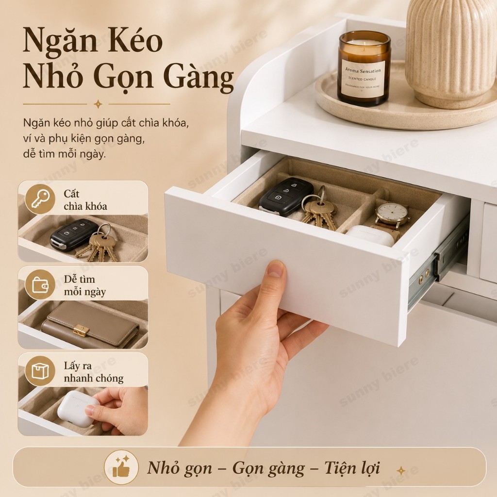 Tủ giày Cửa ấn mở tiện lợi Kệ dưới lấy dép nhanh Gờ chắn chống rơi Chân gỗ vững chắc 𝙎𝙐𝙉𝙉𝙔 𝘽𝙄𝙀𝙍𝙀