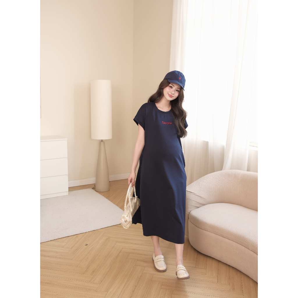 Váy Bầu DELLA DRESS L'amme - Chất Doubleface Cao Cấp Đứng Form, Dáng Suông Chữ A Che Bụng Đỉnh