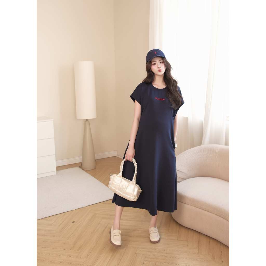 Váy Bầu DELLA DRESS L'amme - Chất Doubleface Cao Cấp Đứng Form, Dáng Suông Chữ A Che Bụng Đỉnh