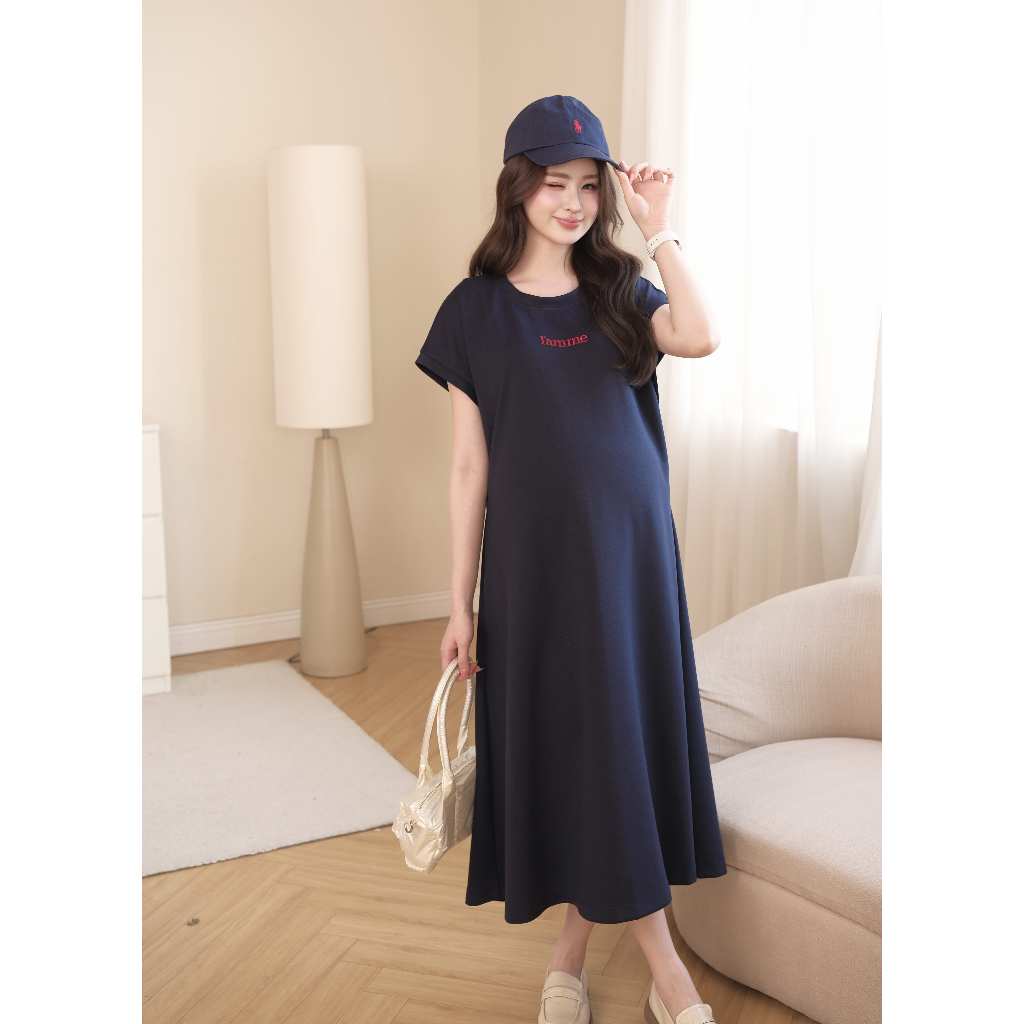 Váy Bầu DELLA DRESS L'amme - Chất Doubleface Cao Cấp Đứng Form, Dáng Suông Chữ A Che Bụng Đỉnh