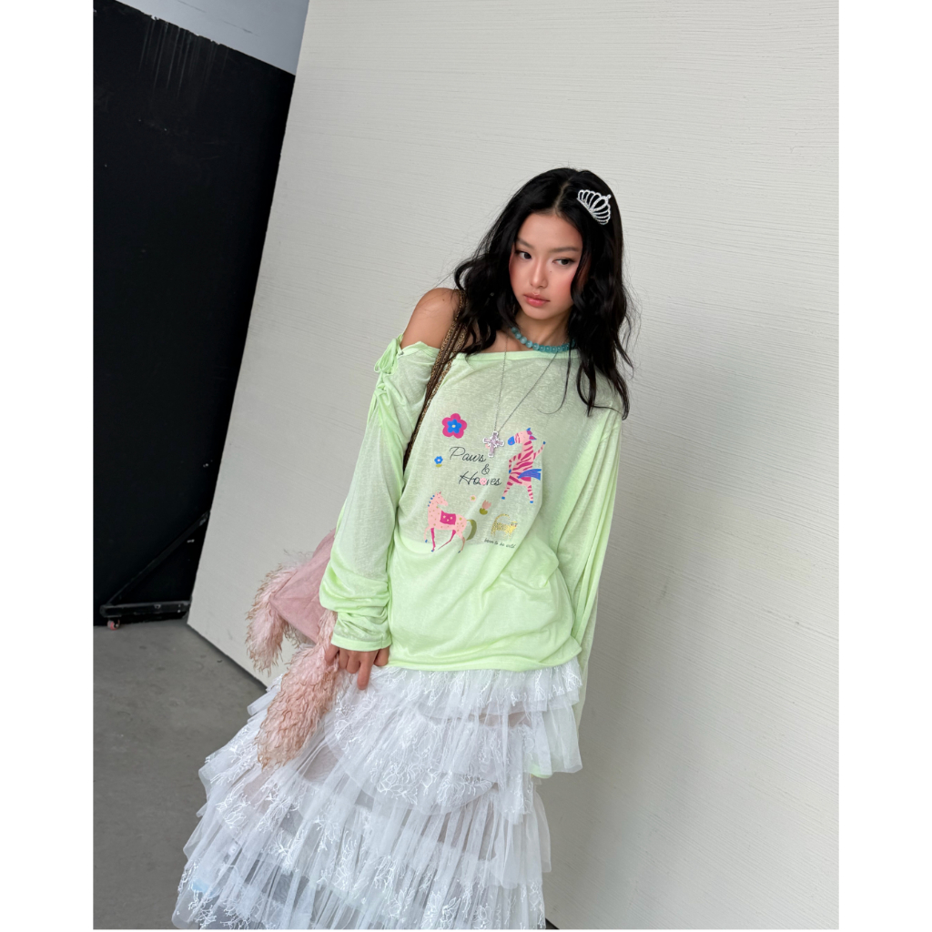 Pawie Top - Remmus | Áo thun xuyên thấu form oversize tay dài graphic - BST Summer Slumber