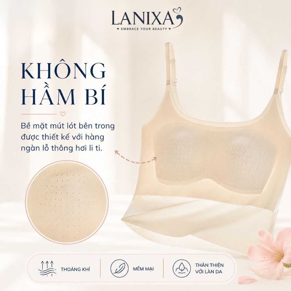 Áo bra nữ su đúc cao cấp đệm mút sẵn bán cố định không xê dịch dáng lửng lộ bụng gợi cảm LANXA B6683
