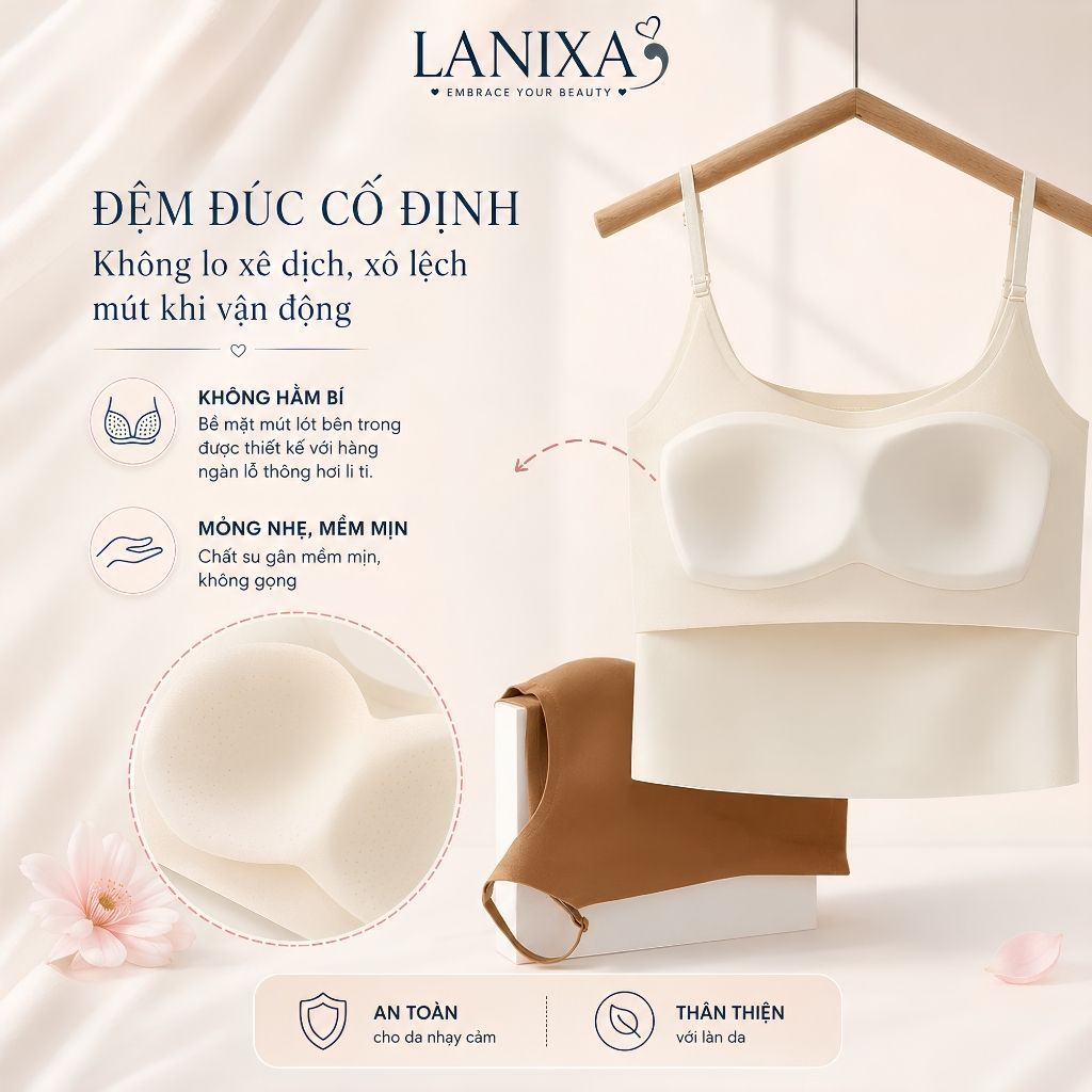 Áo bra nữ su đúc cao cấp đệm mút sẵn bán cố định không xê dịch dáng lửng lộ bụng gợi cảm LANXA B6683