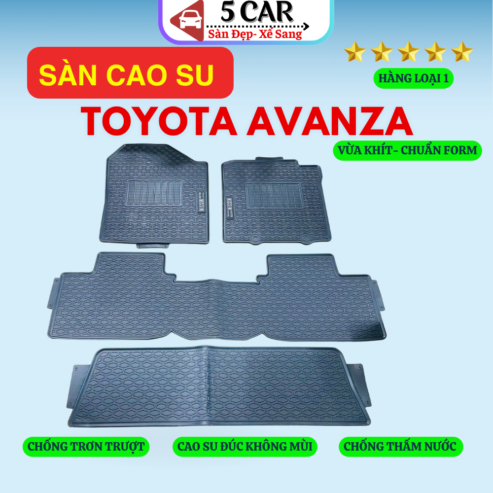 Thảm Lót Sàn Cao Su Xe TOYOTA AVANZA 2021-NAY - Cao su đúc Không Mùi , Vừa Khít Form Xe- Chống Nước, Dễ Dàng Lắp Đặt