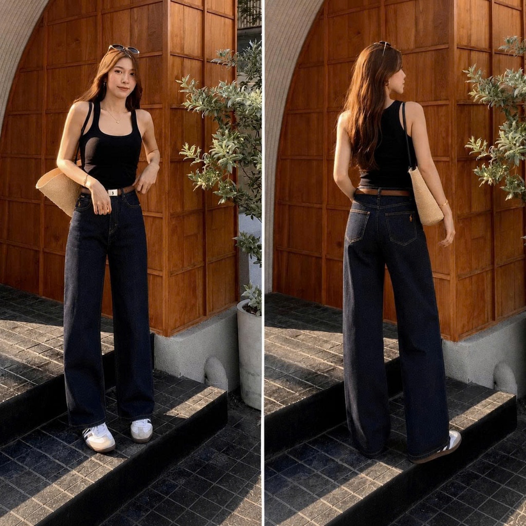 Quần Jean Nữ Ống Suông Thêu Ngựa Vải Jean Mềm QC  Dài 95/102cm #8682-8685 CHEZI HOUSE