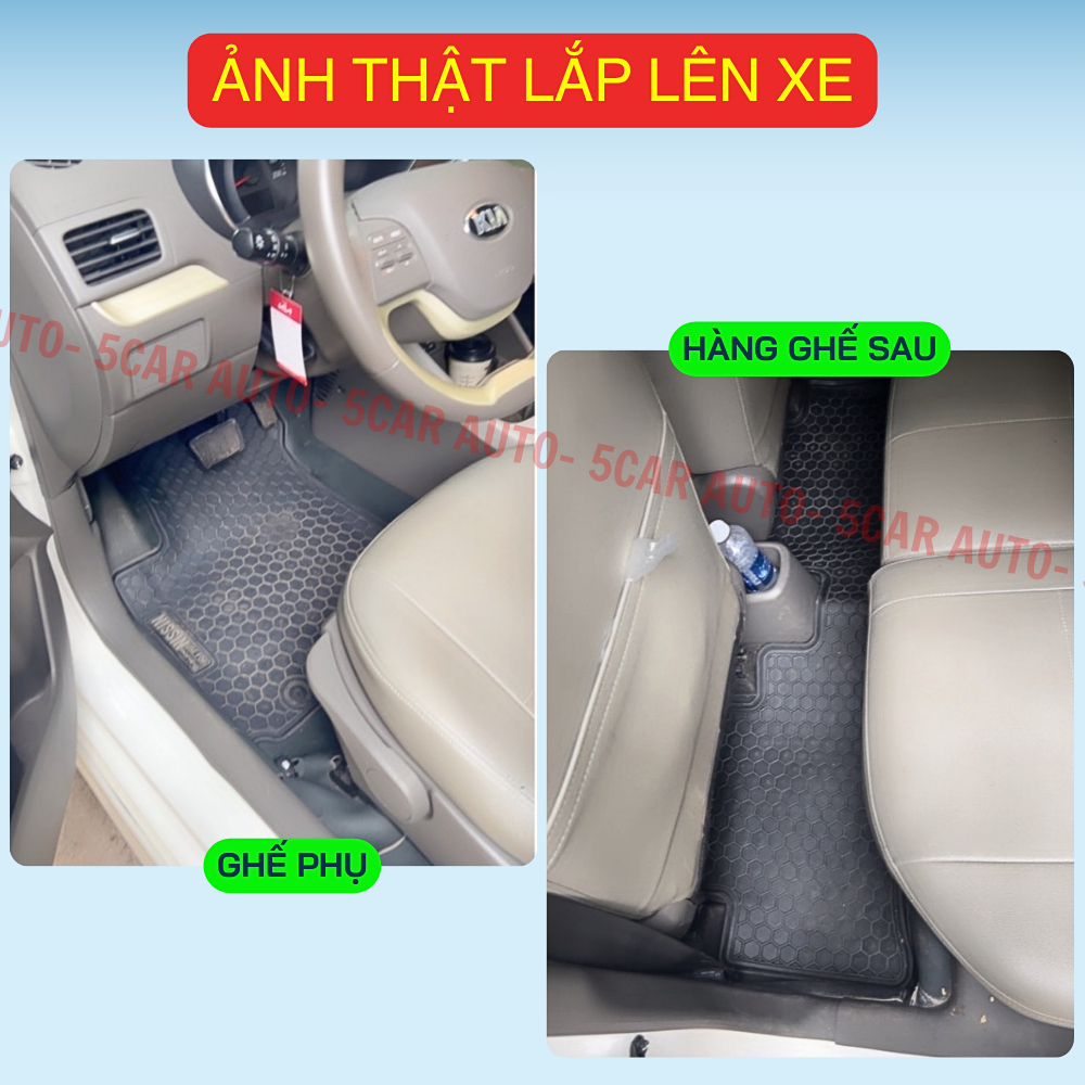Thảm Lót Sàn Cao Su Kia Morning 2012 - Nay, Cao su đúc Không Mùi,Vừa Khít Form Xe- Chống Nước, Dễ Lắp Đặt- Mẫu NISSIN