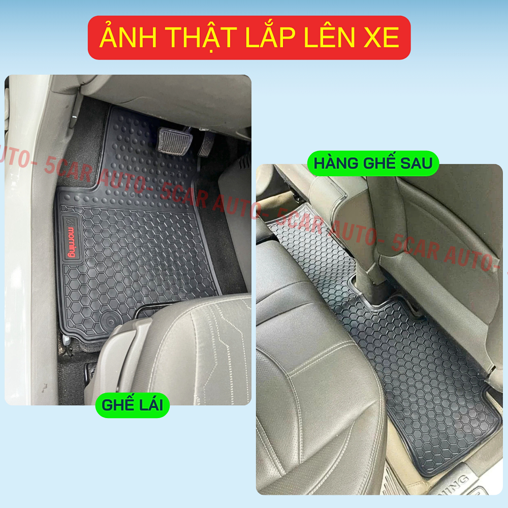 Thảm Lót Sàn Cao Su Kia Morning 2012 - Nay, Cao su đúc Không Mùi , Vừa Khít Form Xe- Chống Nước, Dễ Dàng Lắp Đặt
