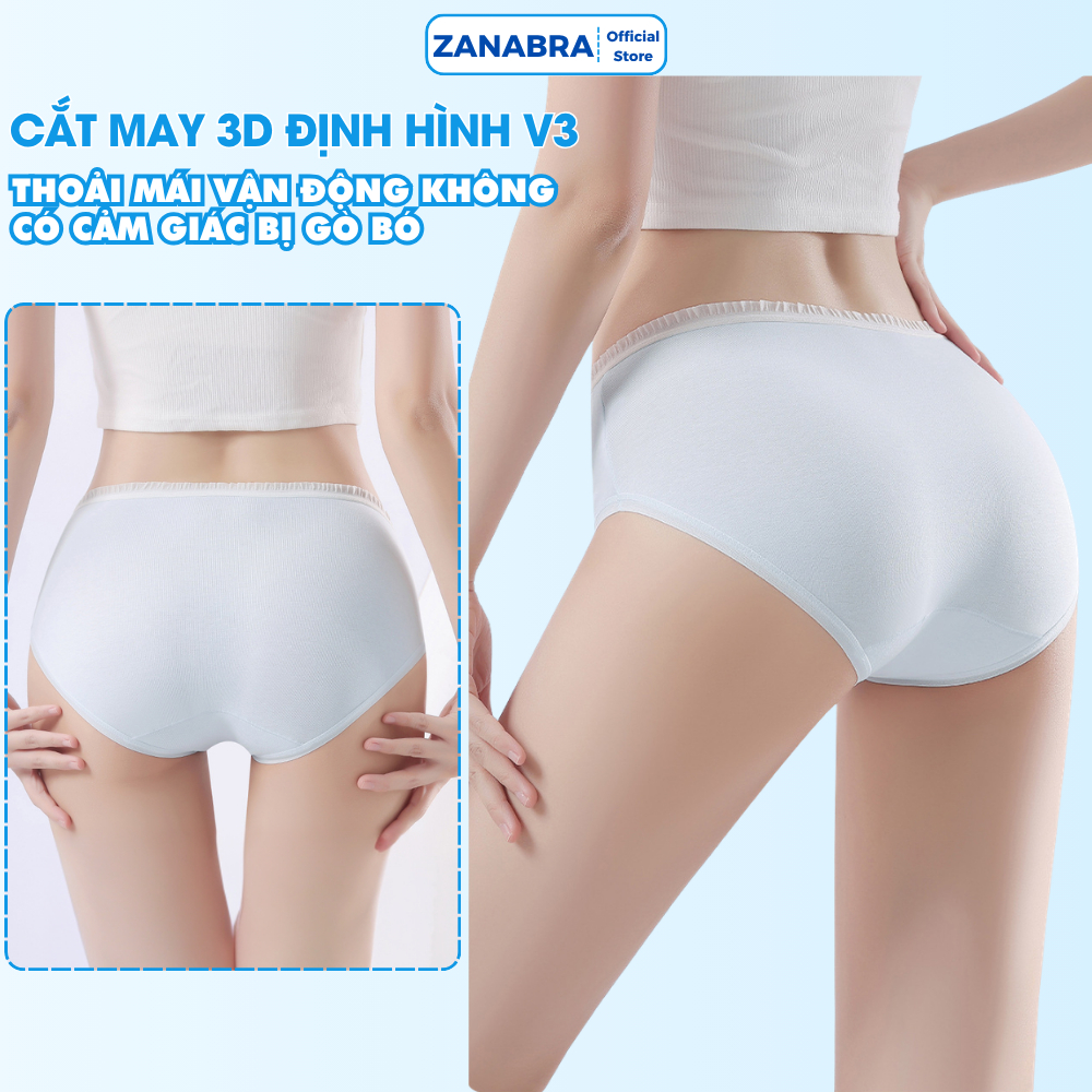 Quần Lót Nữ Đính Nơ Thun Gân, Quần Lót Cotton Kháng Khuẩn ZANABRA L4119