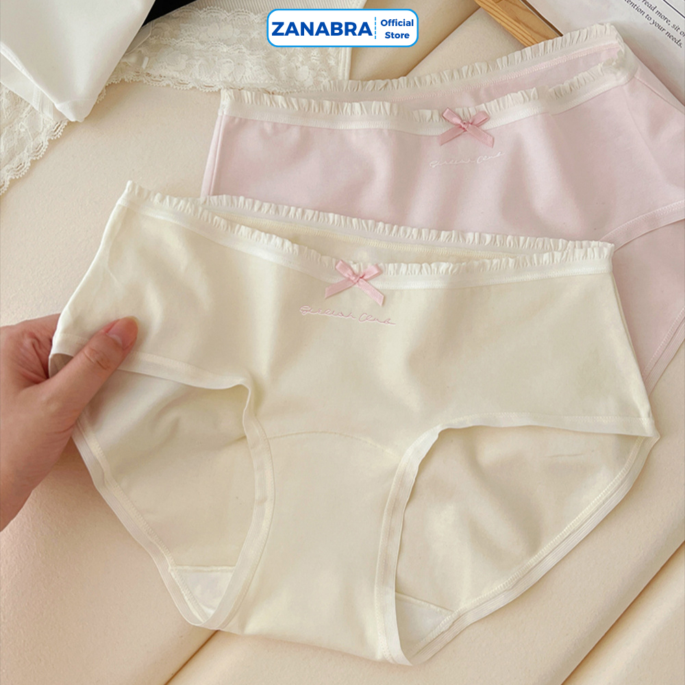 Quần Lót Nữ Đính Nơ Thun Gân, Quần Lót Cotton Kháng Khuẩn ZANABRA L4119