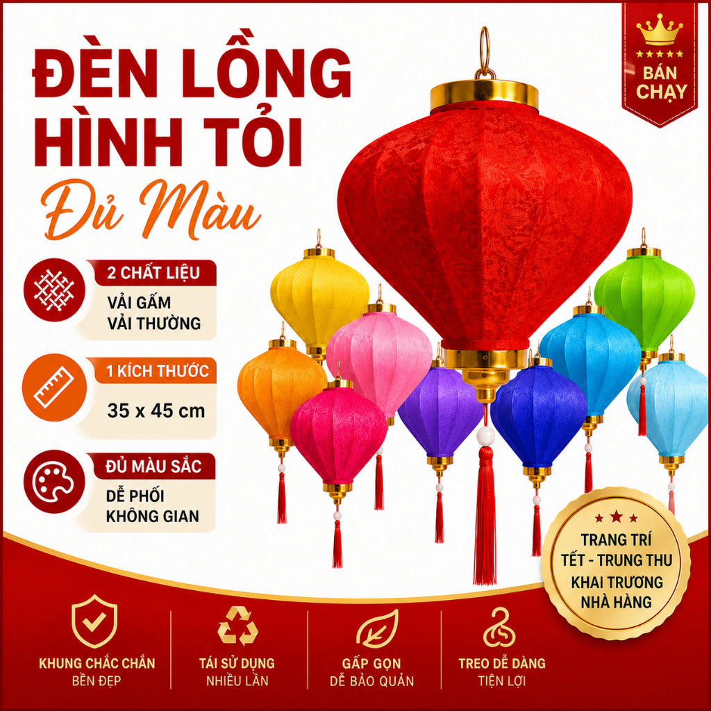 Đèn Lồng Hình Tỏi Vải Gấm 3D Cao Cấp, Vải thường 35x45cm Trang Trí Ngoài Trời  Quán Cafe, Lễ hội