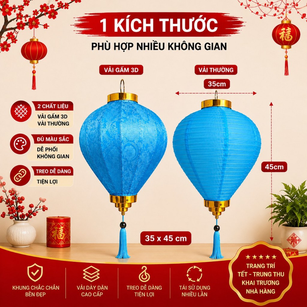 Đèn Lồng Hình Tỏi Vải Gấm 3D Cao Cấp, Vải thường 35x45cm Trang Trí Ngoài Trời  Quán Cafe, Lễ hội