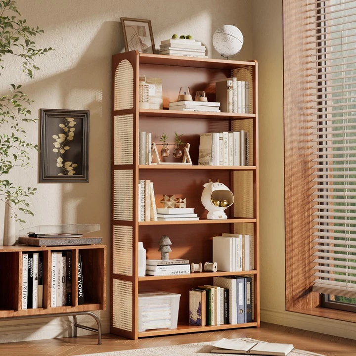 Kệ để đồ gỗ tre 5 tầng cổ điển 1m56 decor phòng ngủ đẹp - Kệ để sách nhiều ngăn, Tủ để đồ decor phòng khách