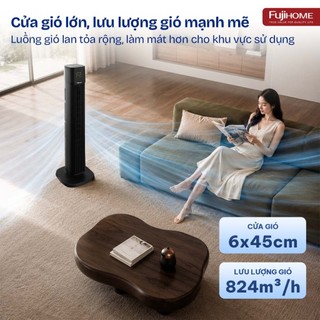 Quạt Tháp Fujihome TF-51F Cao Cấp - Quạt Không Cánh 45W, Điều Khiển Từ Xa, Gió Mạnh 6.2m/s