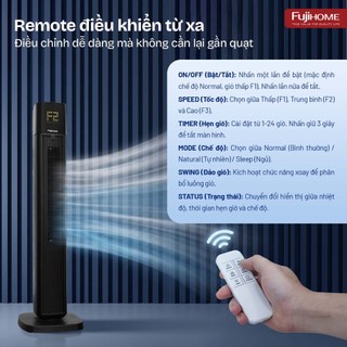 Quạt Tháp Fujihome TF-51F Cao Cấp - Quạt Không Cánh 45W, Điều Khiển Từ Xa, Gió Mạnh 6.2m/s