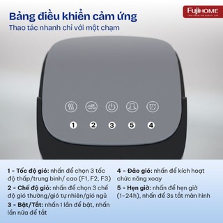 Quạt Tháp Fujihome TF-51F Cao Cấp - Quạt Không Cánh 45W, Điều Khiển Từ Xa, Gió Mạnh 6.2m/s