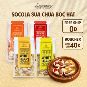 Socola Sữa Chua Bọc Hạt Hạnh Nhân | Đồ Ăn Vặt, Quà Tặng người thân | White Heart Legendary 500g
