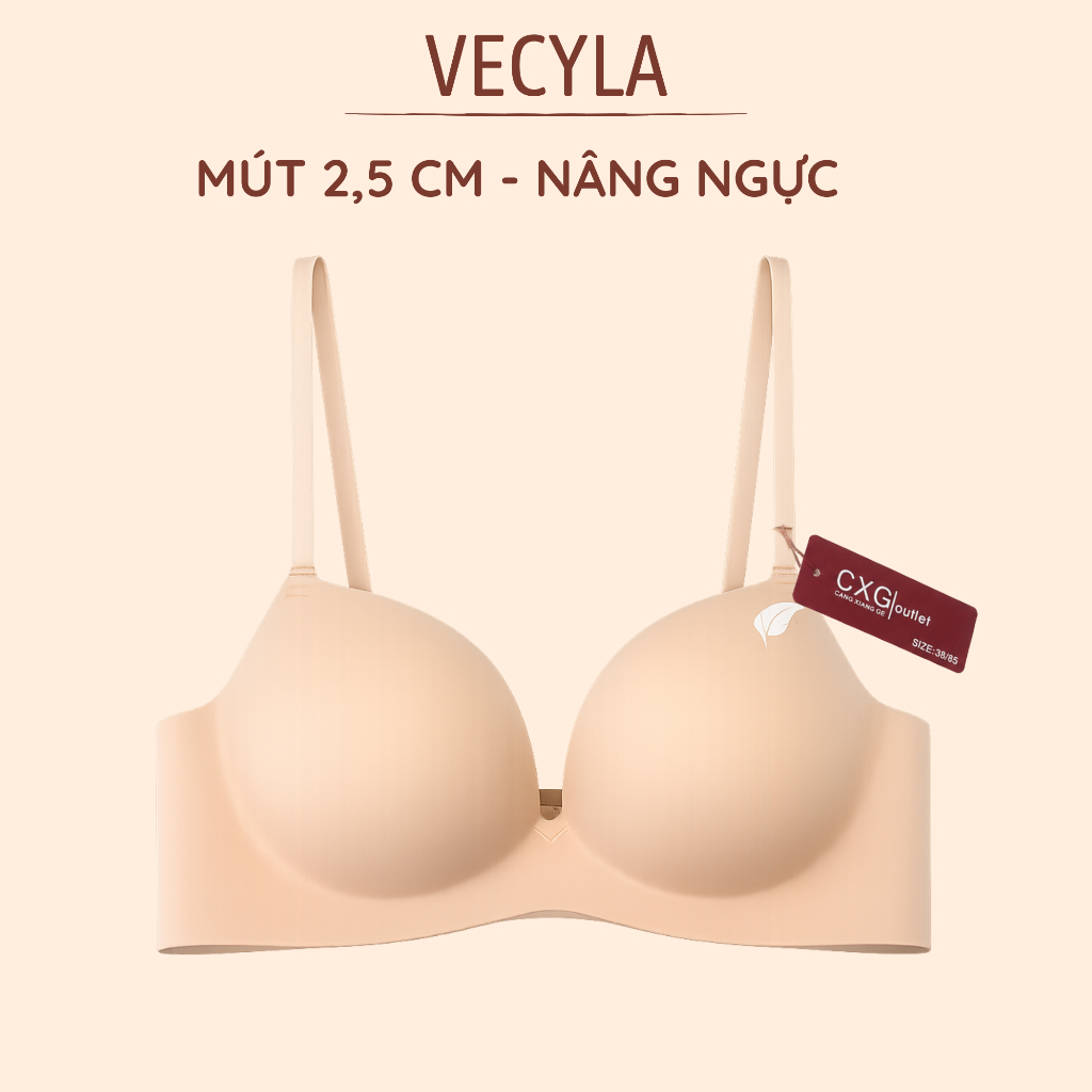 Áo lót nữ VECYLA, áo ngực nữ su Lông Vũ A01/ A56 không gọng, đệm dày bàn tay nâng ngực chống xệ