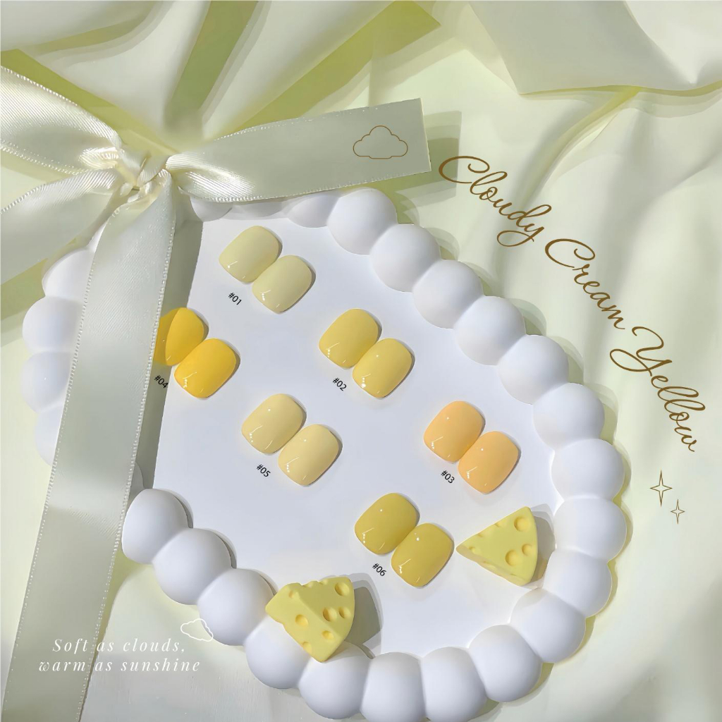 ROUni Sơn Gel Thạch Vàng Kem Cloudy Cream Yellow Sơn Móng Tay Gel Nail Màu Sữa Tôn Da Chuẩn Hàn Quốc