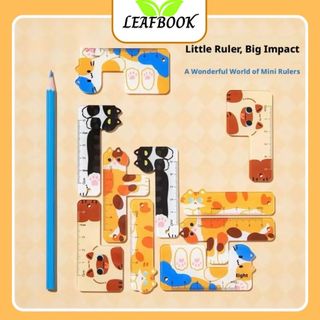LEAFBOOK Set 5 Thước Kẻ Mini Mèo, Cún Ghép Hình Đáng Yêu Hot Trend – Kẻ Hình, Đánh Dấu, Đo Kích Thước Tiện Lợi