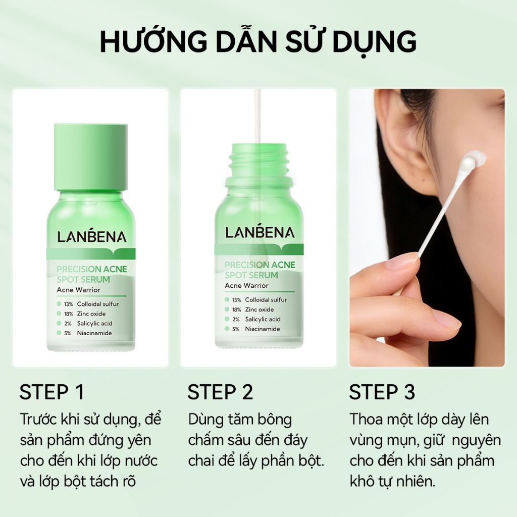 LANBENA Chấm Mụn  (12ml) - Hỗ Trợ Giảm Mụn, Xẹp Mụn Trứng cá/Mụn Mủ/Mụn Nhọt Hiệu Quả   Skincare