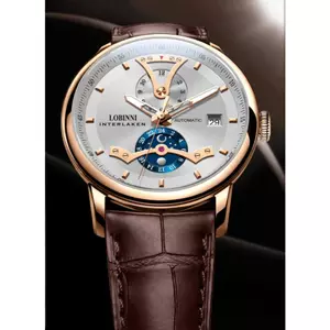 Đồng Hồ Nam Chính Hãng Lobinni LB18018G Full Box Chống Nước Kính Sapphire Dây Da (Máy Cơ Tự Động)