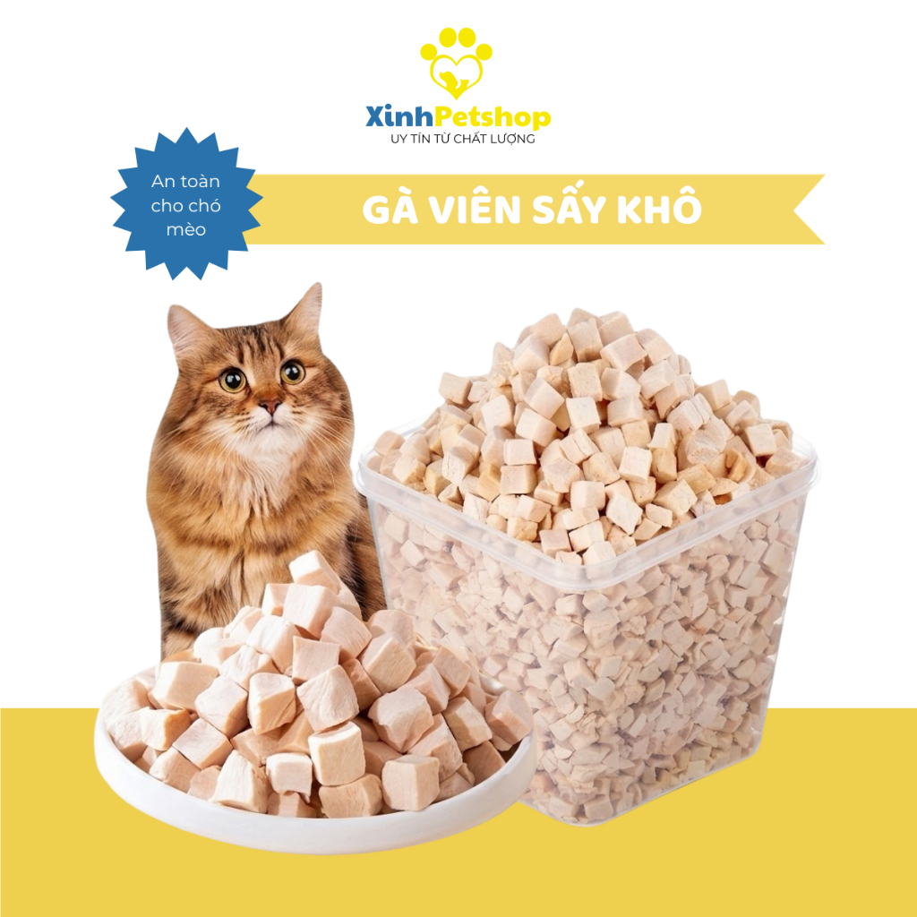 [GÓI TO] Gà Sấy, Ức Gà Sấy, Gà Viên Sấy Khô Cho Chó Mèo Loại 1 Không Vụn - Giàu Protein Dễ Tiêu Hóa