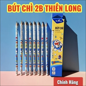 bút chì 2B Thiên Long GP009/DO. 1 hộp 10 cây có đầu tẩy phù hợp cho học sinh tiểu học, lớp 1