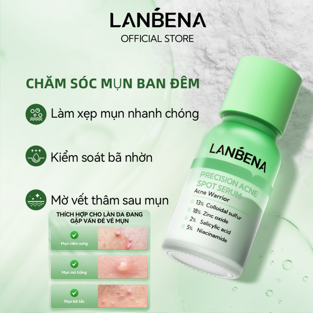LANBENA Chấm Mụn  (12ml) - Hỗ Trợ Giảm Mụn, Xẹp Mụn Trứng cá/Mụn Mủ/Mụn Nhọt Hiệu Quả   Skincare