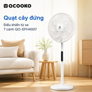 Quạt điện cây đứng QCOOKO 7 cánh kèm điều khiển từ xa tiện lợi hoạt động êm ái tiết kiệm điện