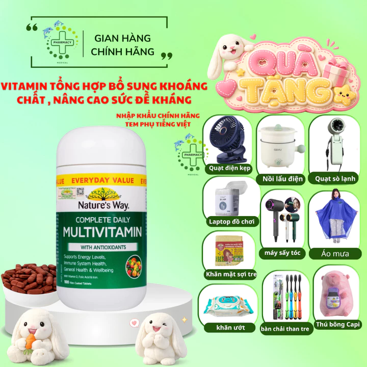 Vitamin Tổng Hợp Nature's Way Complete Daily Multivitamin - Hộp 100 Viên - Bổ Sung Vitamin và Khoáng Chất Cần Thiết