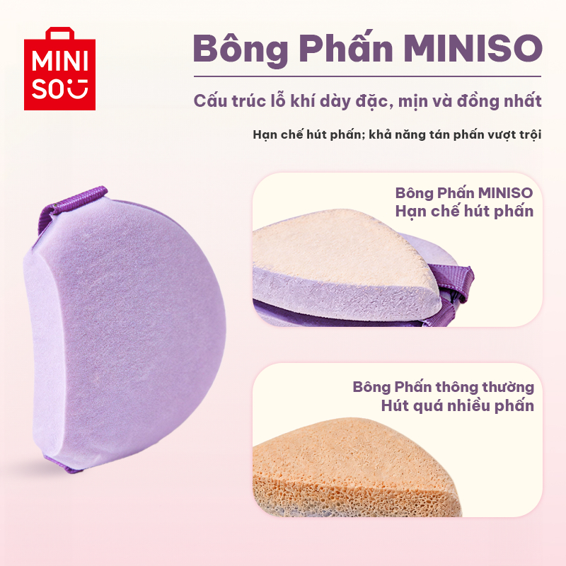 [CHÍNH HÃNG MINISO] Bộ Mút Trang Điểm Siêu Mềm – Mút Tán Kem Nền, Cushion, Che Khuyết Điểm Đều Mịn
