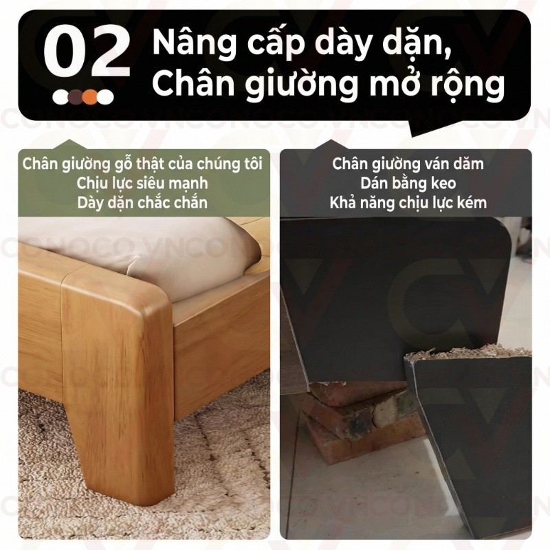 Giường Ngủ Gỗ Thông Tự Nhiên Home Decor Có Đầu Giường Cao 30cm Khung Chắc Chắn