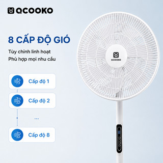 Quạt điện cây đứng QCOOKO 7 cánh kèm điều khiển từ xa tiện lợi hoạt động êm ái tiết kiệm điện