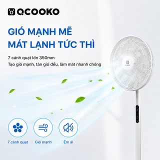 Quạt điện cây đứng QCOOKO 7 cánh kèm điều khiển từ xa tiện lợi hoạt động êm ái tiết kiệm điện