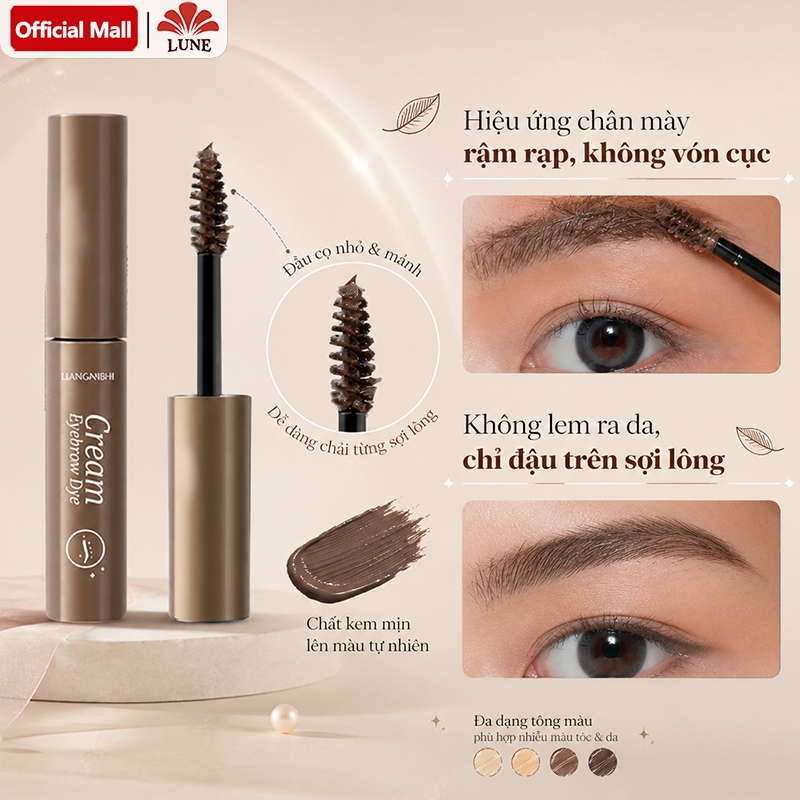Mascara chải lông mày, Chuốt Lông Mày 3 Màu, Tạo Hiệu Ứng Lông Tơ, Bền Lâu, Không bết vón cục, Chuốt định hình chân mày