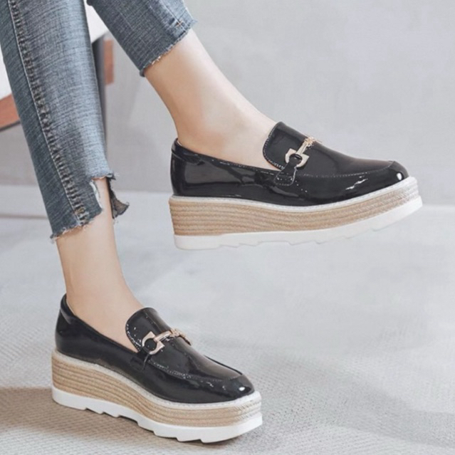 Giày đế cao da bóng thời trang (cao 6cm)