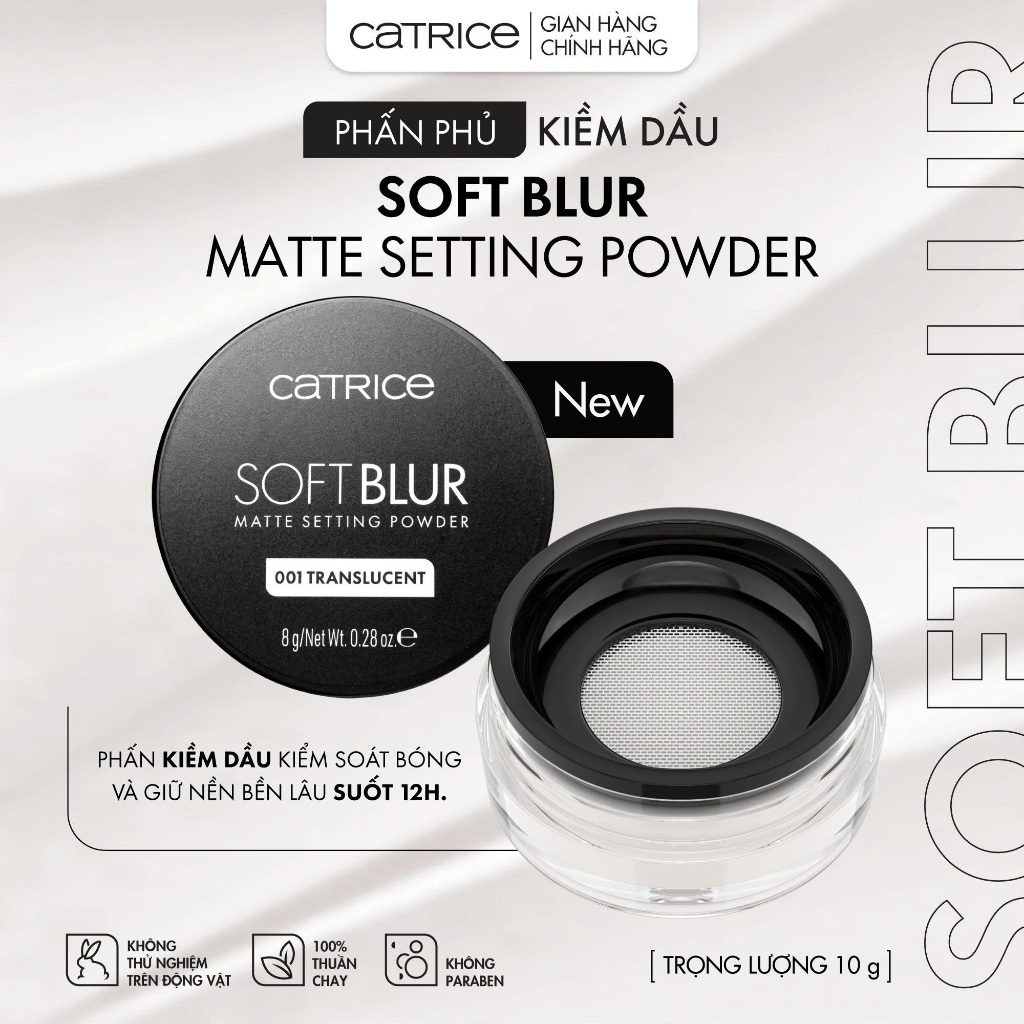 Phấn phủ mỏng nhẹ kiềm dầu Catrice Soft Blur Matte Setting Powder 8g
