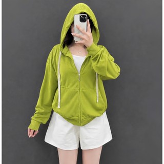 Áo khoác Bigsize nữ có túi trong khóa kéo mũ đi nắng tiện lợi chất nỉ tăm co giãn dày mịn KHOAC2