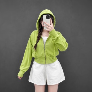 Thời Trang Bigsize Cô Nhỏ Áo khoác ngoài dáng ngắn có mũ vải thun gân co giãn Chống Nắng KHOAC5