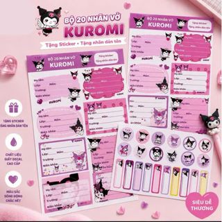 LEAFBOOK Set 20 Nhãn Dán Tên Học Sinh Kèm Sticker Trang Trí Dễ Thương – Shin, Chiikawa, Hello Kitty, Miffy