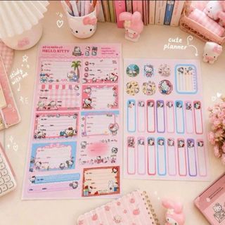 LEAFBOOK Set 20 Nhãn Dán Tên Học Sinh Kèm Sticker Trang Trí Dễ Thương – Shin, Chiikawa, Hello Kitty, Miffy